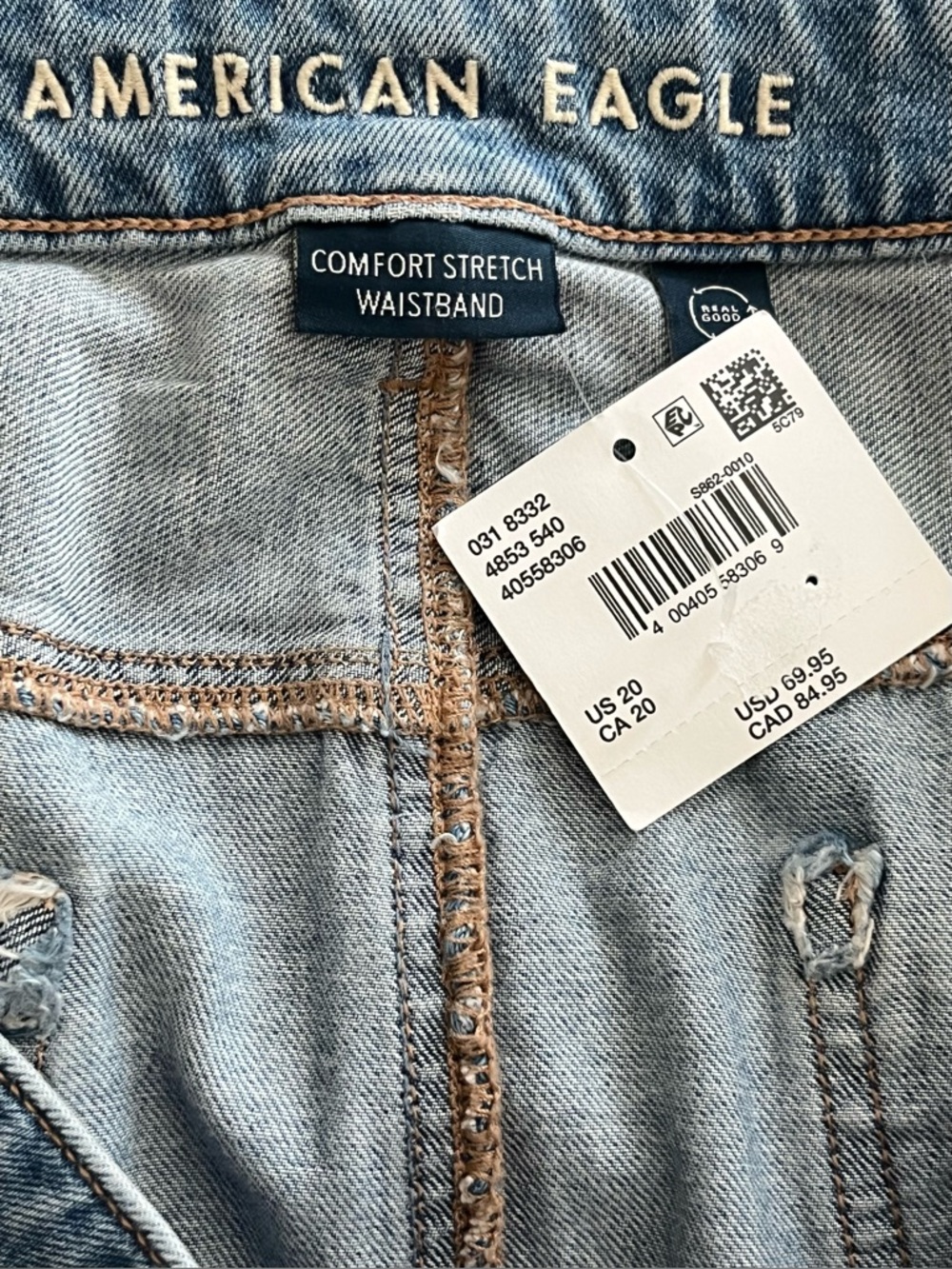 American Eagle Y2K Low Rise Maxi Denim Blue Jean Skirt Front Slit Sz 20 NWT - Picture 6 of 7